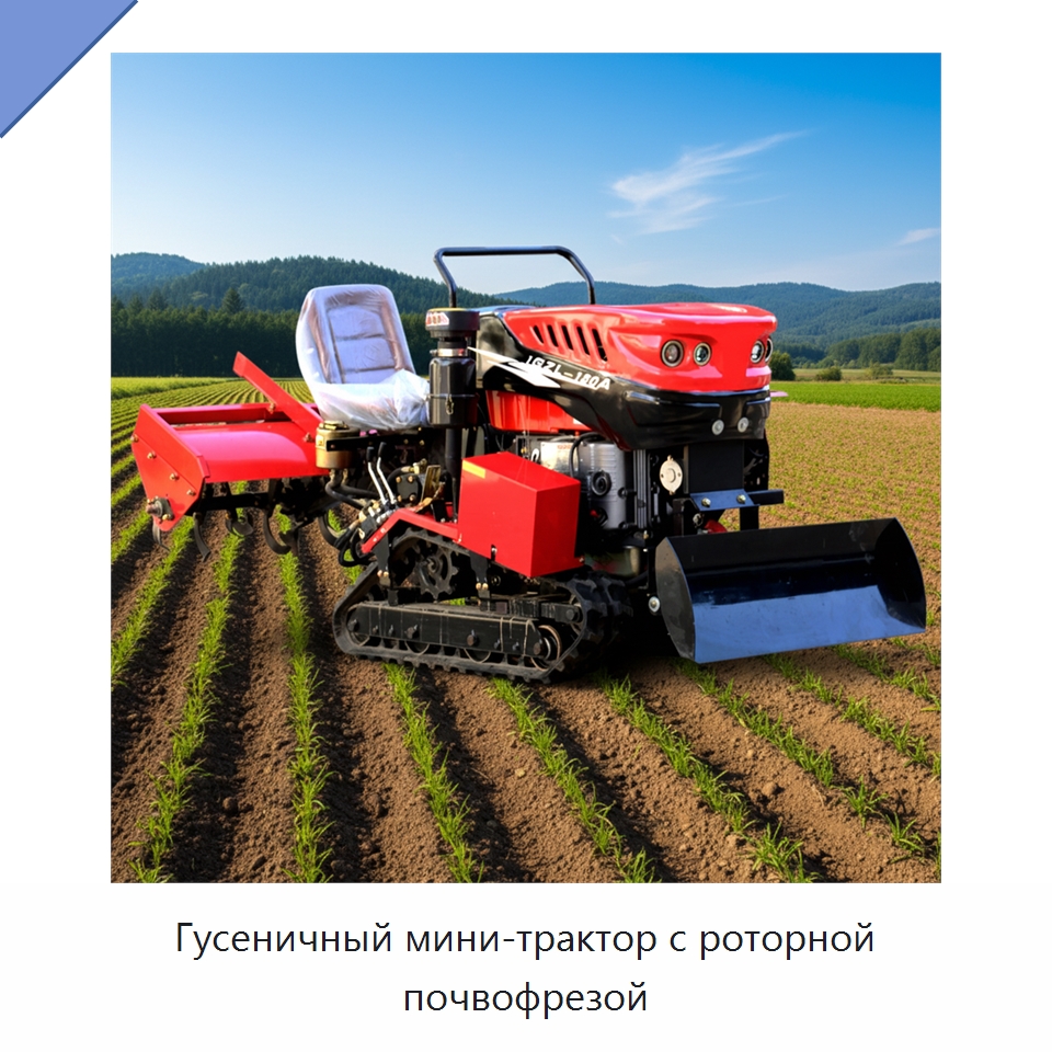Гусеничный мини-трактор с роторной почвофрезой — Специальная строительная техника
