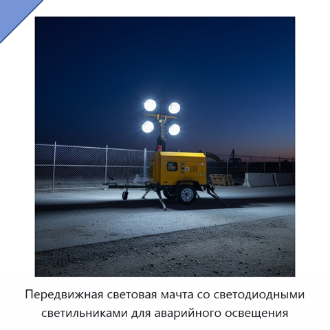 Передвижная световая мачта со светодиодными светильниками для аварийного освещения
