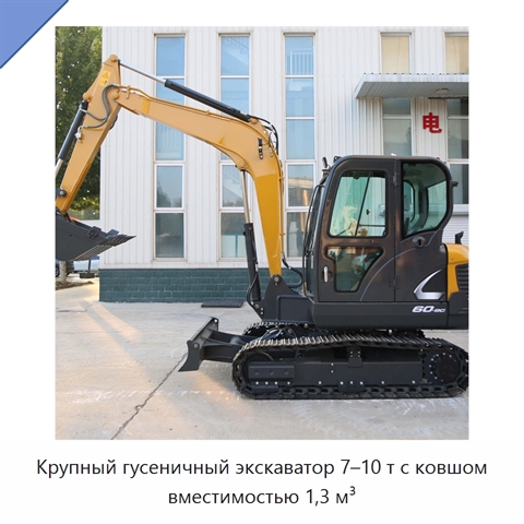 Крупный гусеничный экскаватор 7–10 т с ковшом вместимостью 1,3 м³