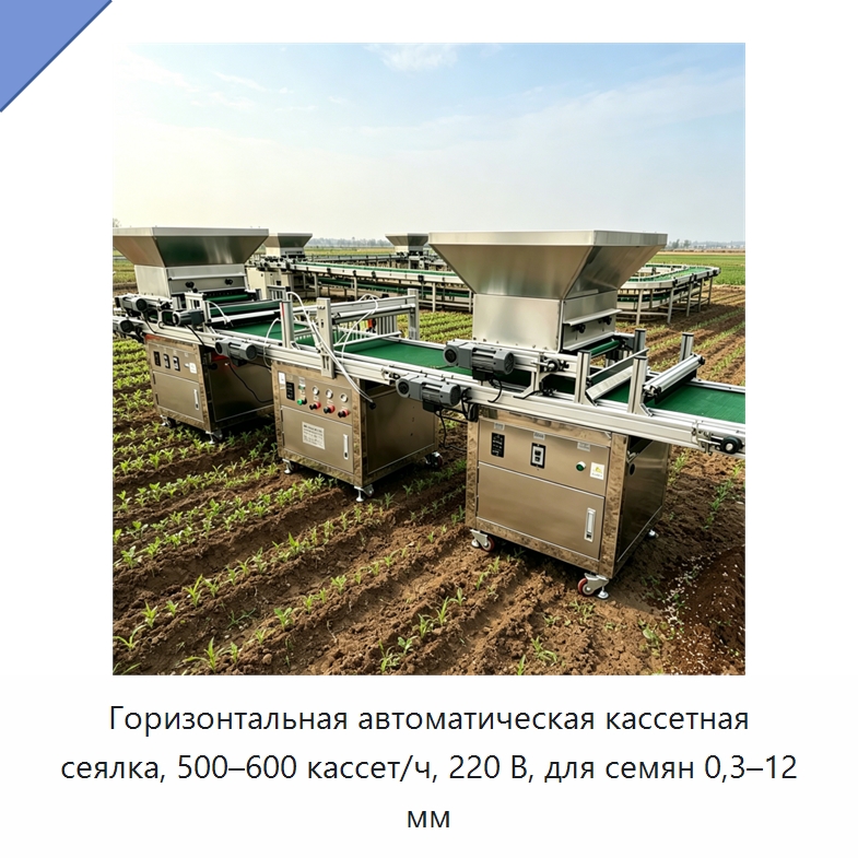 Горизонтальная автоматическая кассетная сеялка, 500–600 кассет/ч, 220 В, для семян 0,3–12 мм — Сеялки и рассадопосадочные машины