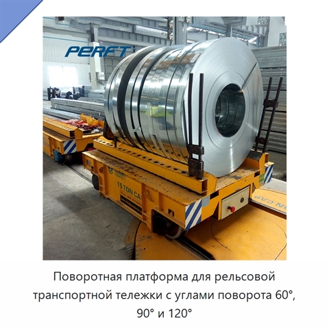 Поворотная платформа для рельсовой транспортной тележки с углами поворота 60°, 90° и 120°