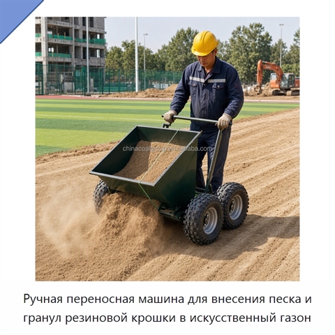Ручная переносная машина для внесения песка и гранул резиновой крошки в искусственный газон