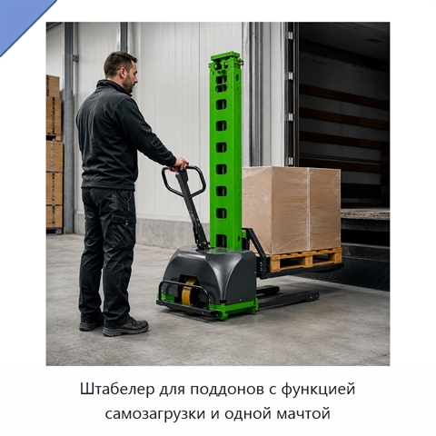 Штабелер для поддонов с функцией самозагрузки и одной мачтой