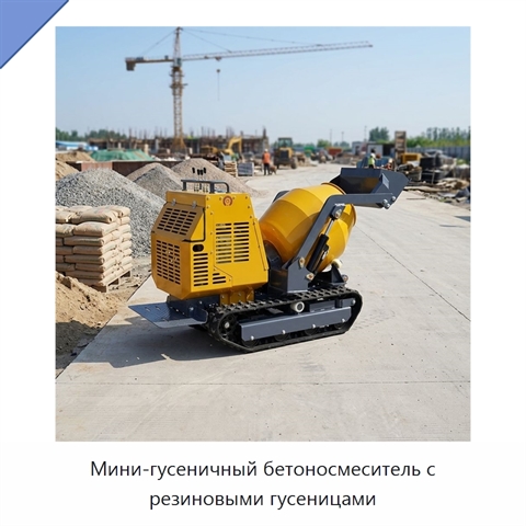 Мини-гусеничный бетоносмеситель с резиновыми гусеницами