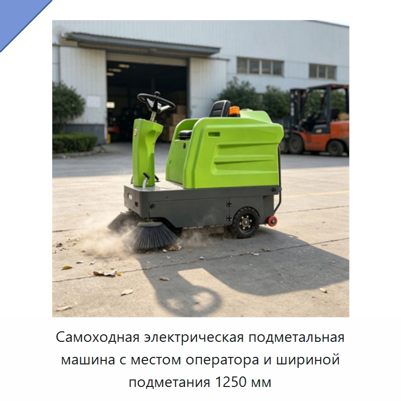 Самоходная электрическая подметальная машина с местом оператора и шириной подметания 1250 мм — Подметальные машины