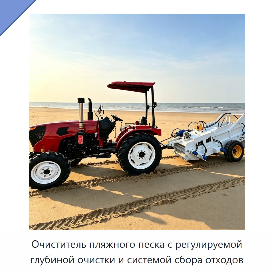 Очиститель пляжного песка с регулируемой глубиной очистки и системой сбора отходов — Специальная строительная техника