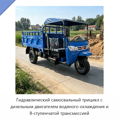 Гидравлический самосвальный трицикл с дизельным двигателем водяного охлаждения и 8-ступенчатой трансмиссией