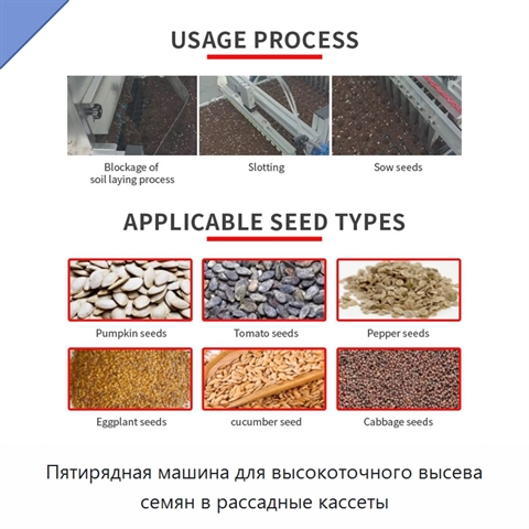 Пятирядная машина для высокоточного высева семян в рассадные кассеты