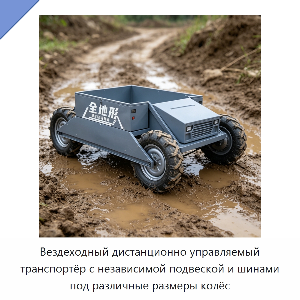 Вездеходный дистанционно управляемый транспортёр с независимой подвеской и шинами под различные размеры колёс — Специальная строительная техника