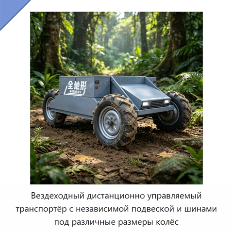 Вездеходный дистанционно управляемый транспортёр с независимой подвеской и шинами под различные размеры колёс