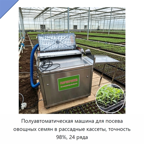 Полуавтоматическая машина для посева овощных семян в рассадные кассеты, точность 98%, 24 ряда