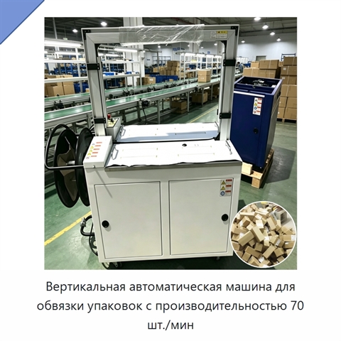 Вертикальная автоматическая машина для обвязки упаковок с производительностью 70 шт./мин