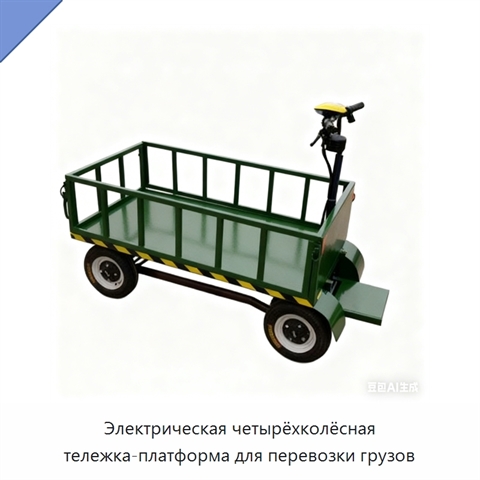 Электрическая четырёхколёсная тележка-платформа для перевозки грузов