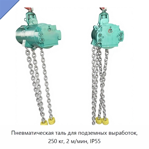 Пневматическая таль для подземных выработок, 250 кг, 2 м/мин, IP55