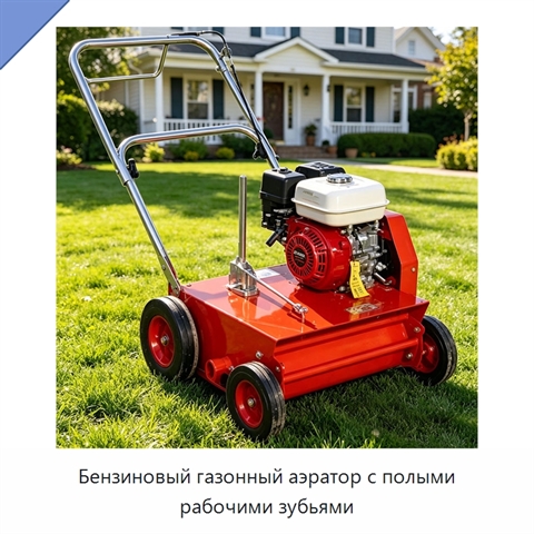 Бензиновый газонный аэратор с полыми рабочими зубьями