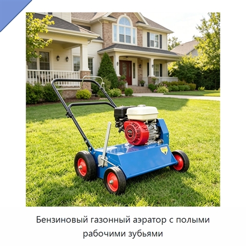 Бензиновый газонный аэратор с полыми рабочими зубьями