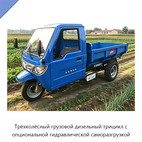Трёхколёсный грузовой дизельный трицикл с опциональной гидравлической саморазгрузкой