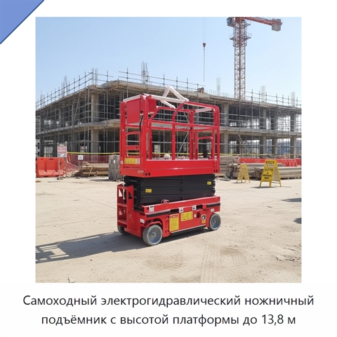 Самоходный электрогидравлический ножничный подъёмник с высотой платформы до 13,8 м