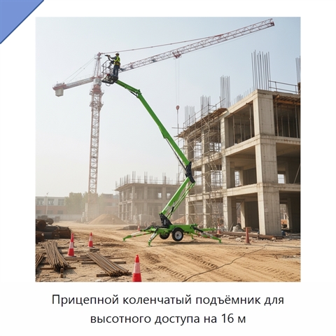Прицепной коленчатый подъёмник для высотного доступа на 16 м