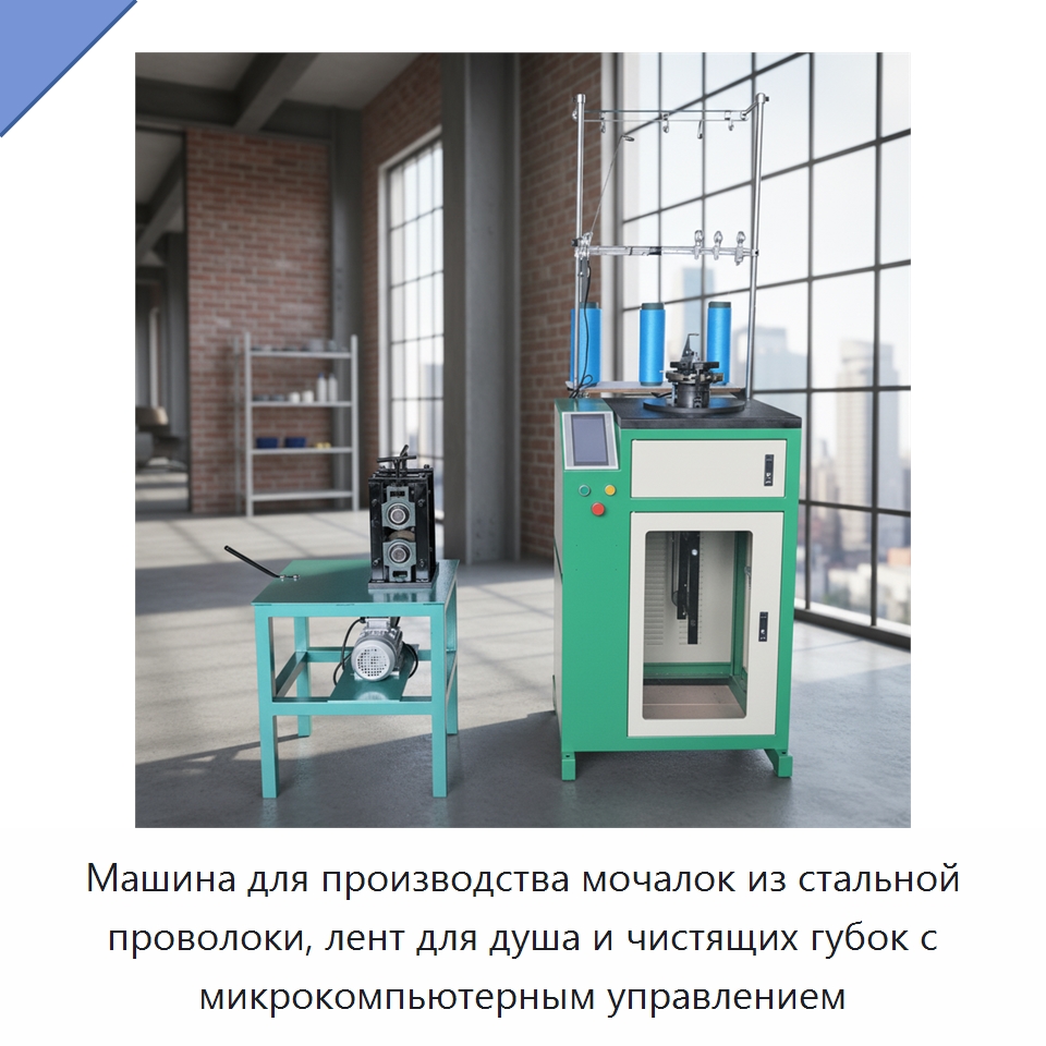 Машина для производства мочалок из стальной проволоки, лент для душа и чистящих губок с микрокомпьютерным управлением — Специальное оборудование для производства изделий бытового назначения