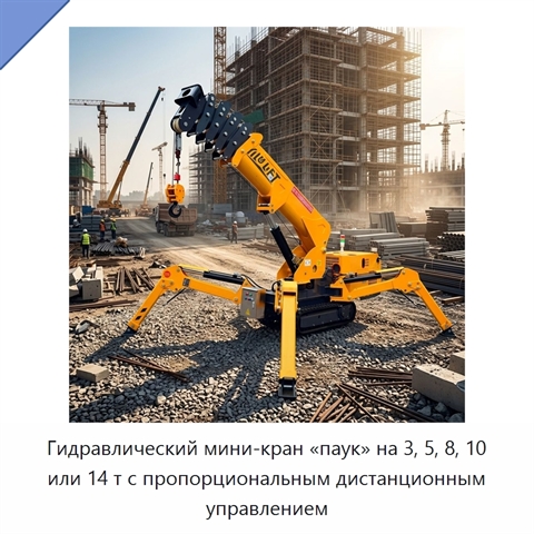Гидравлический мини-кран «паук» на 3, 5, 8, 10 или 14 т с пропорциональным дистанционным управлением
