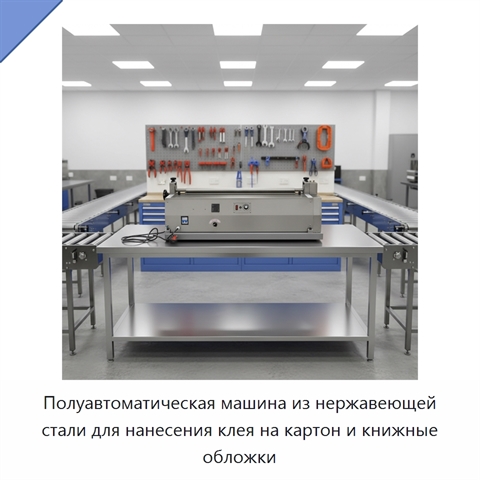 Полуавтоматическая машина из нержавеющей стали для нанесения клея на картон и книжные обложки
