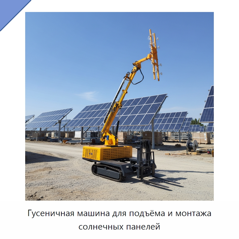 Гусеничная машина для подъёма и монтажа солнечных панелей — Вакуумные грузозахваты