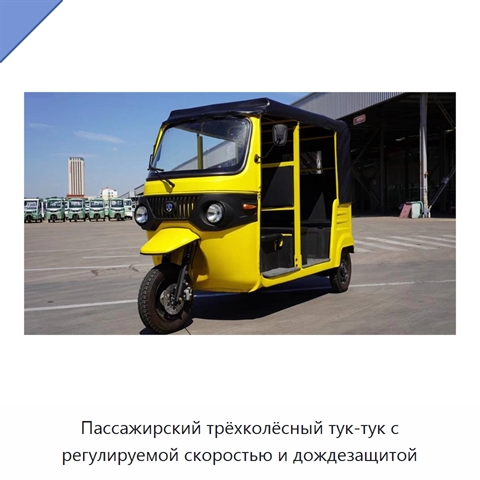 Пассажирский трёхколёсный тук-тук с регулируемой скоростью и дождезащитой