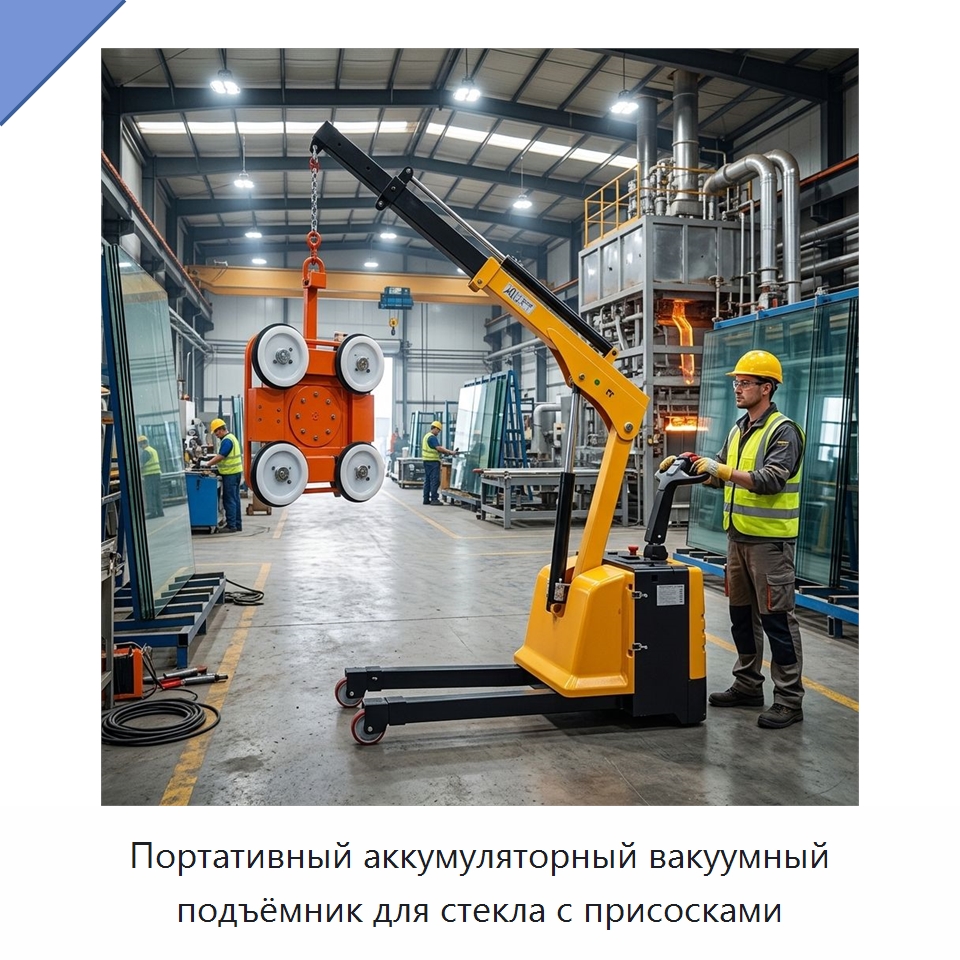 Портативный аккумуляторный вакуумный подъёмник для стекла с присосками — Вакуумные грузозахваты