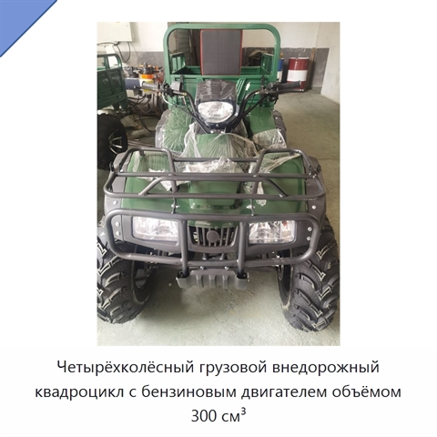 Четырёхколёсный грузовой внедорожный квадроцикл с бензиновым двигателем объёмом 300 см³