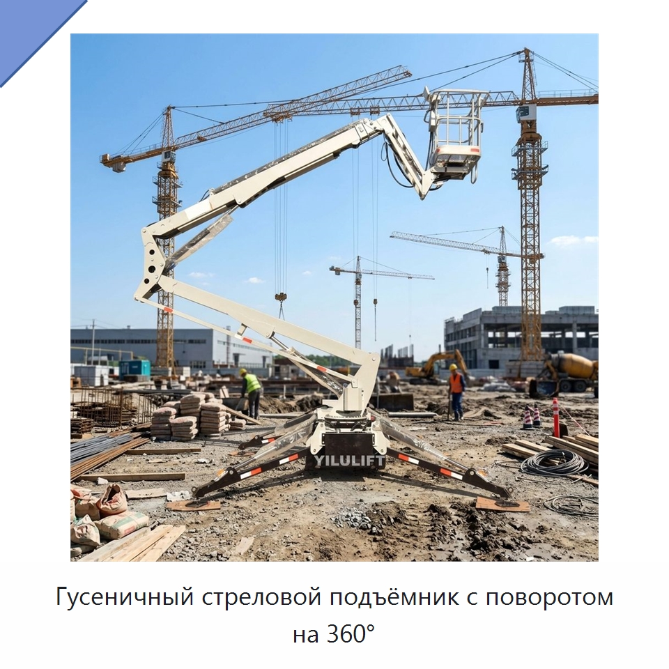 Гусеничный стреловой подъёмник с поворотом на 360° — Подъемные столы