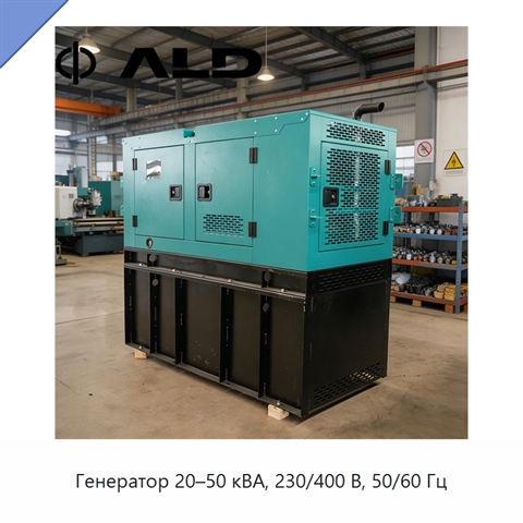 Генератор 20–50 кВА, 230/400 В, 50/60 Гц