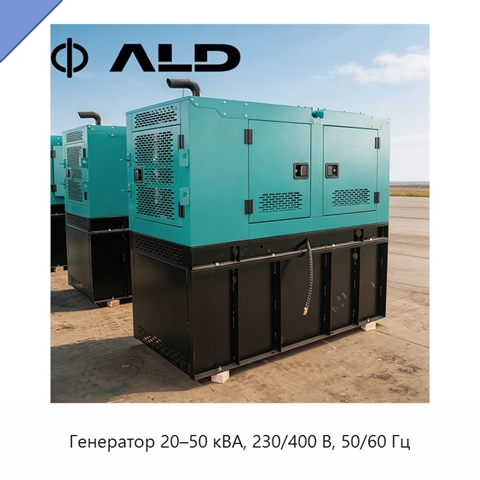 Генератор 20–50 кВА, 230/400 В, 50/60 Гц
