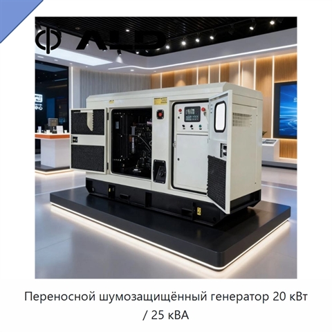 Переносной шумозащищённый генератор 20 кВт / 25 кВА