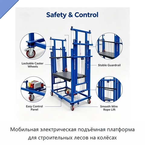 Мобильная электрическая подъёмная платформа для строительных лесов на колёсах