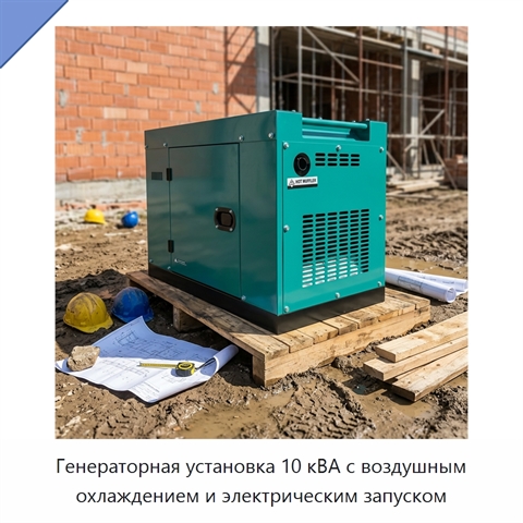 Генераторная установка 10 кВА с воздушным охлаждением и электрическим запуском