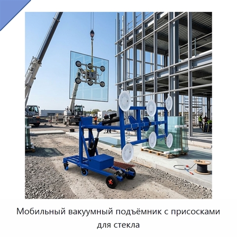 Мобильный вакуумный подъёмник с присосками для стекла