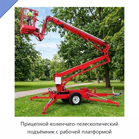 Прицепной коленчато-телескопический подъёмник с рабочей платформой