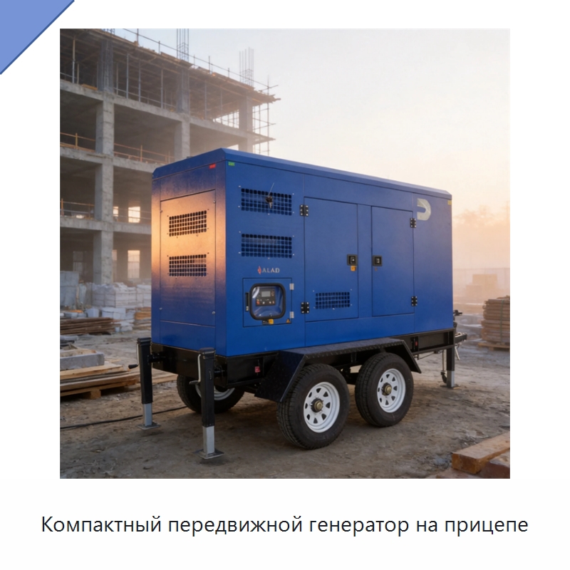 Компактный передвижной генератор на прицепе — Дизельные генераторы