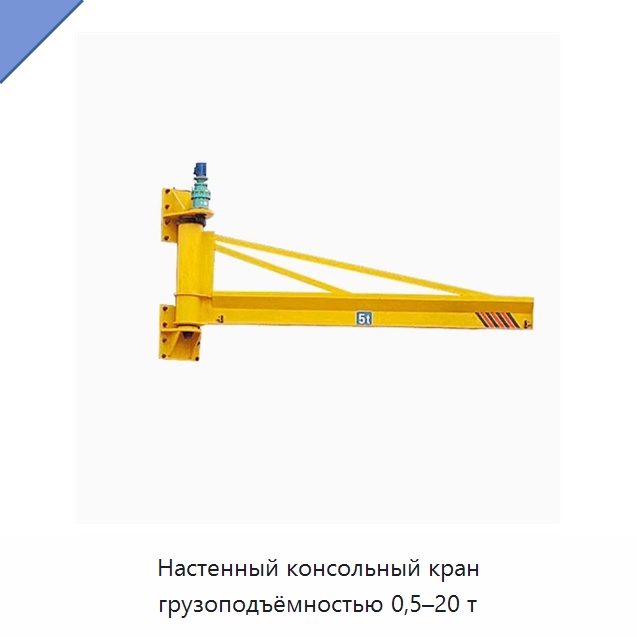 Настенный консольный кран грузоподъёмностью 0,5–20 т — Краны