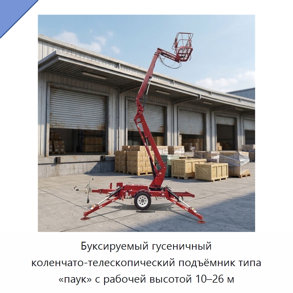 Буксируемый гусеничный коленчато-телескопический подъёмник типа «паук» с рабочей высотой 10–26 м — Подъемные столы