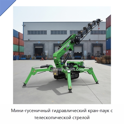 Мини-гусеничный гидравлический кран-паук с телескопической стрелой