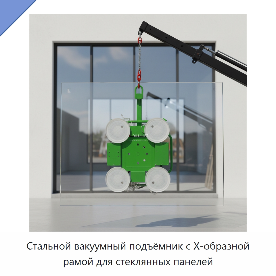Стальной вакуумный подъёмник с X-образной рамой для стеклянных панелей — Вакуумные грузозахваты