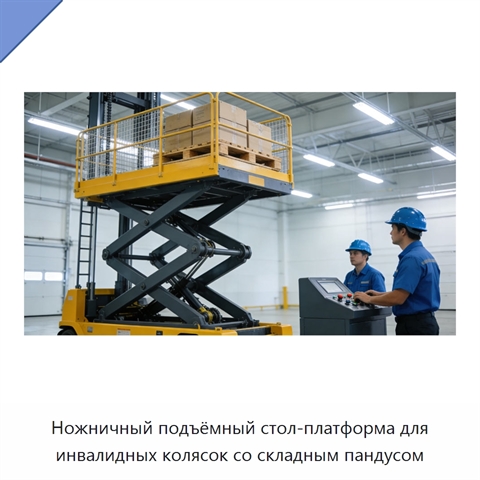 Ножничный подъёмный стол-платформа для инвалидных колясок со складным пандусом
