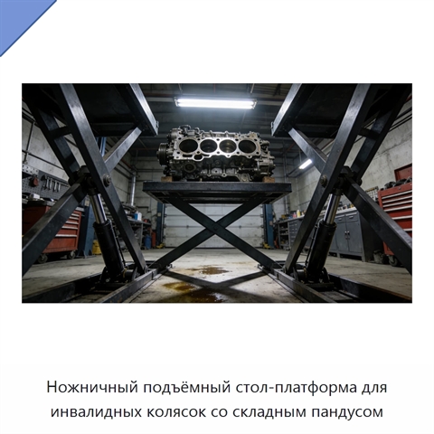 Ножничный подъёмный стол-платформа для инвалидных колясок со складным пандусом