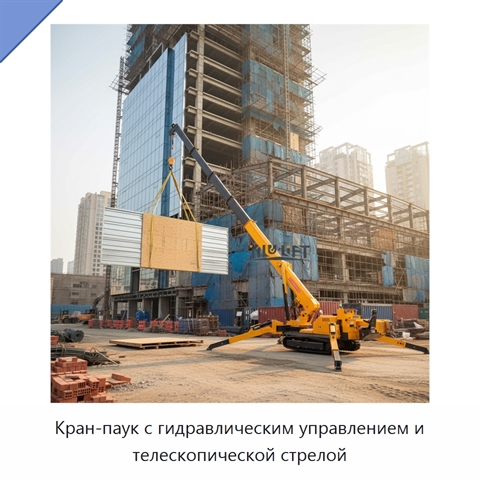Кран-паук с гидравлическим управлением и телескопической стрелой