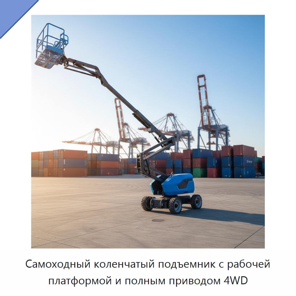 Самоходный коленчатый подъемник с рабочей платформой и полным приводом 4WD — Подъемные столы