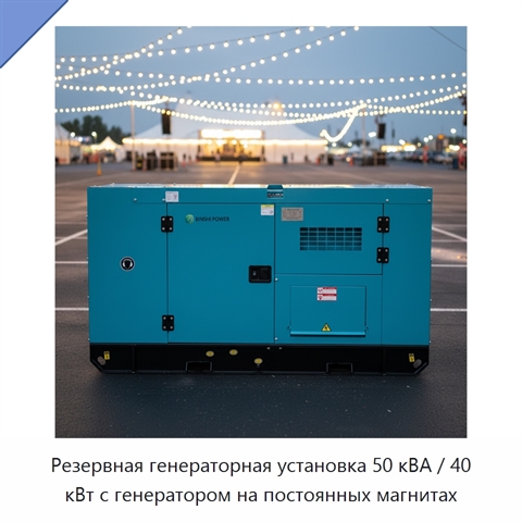 Резервная генераторная установка 50 кВА / 40 кВт с генератором на постоянных магнитах