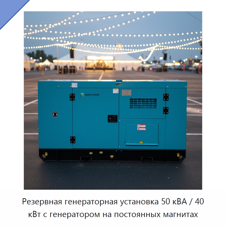 Резервная генераторная установка 50 кВА / 40 кВт с генератором на постоянных магнитах — Дизельные генераторы