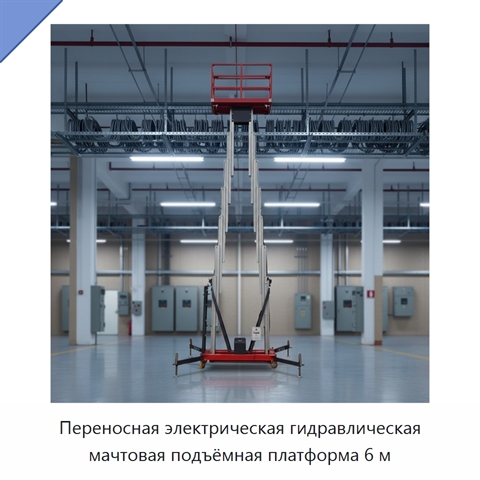 Переносная электрическая гидравлическая мачтовая подъёмная платформа 6 м